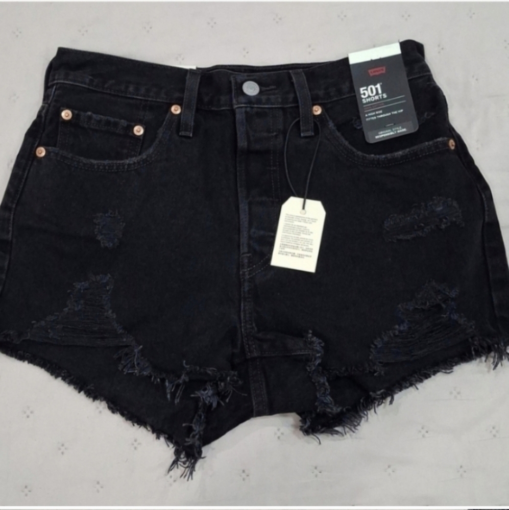 Levi's Premium 501 High Rise Shorts Stowaway Sz 26 - Picture 9 of 15